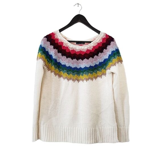 American Eagle Outfitters Rainbow Cream Fair Isle Cozy Boatneck Sweater - Picture 2 of 10
